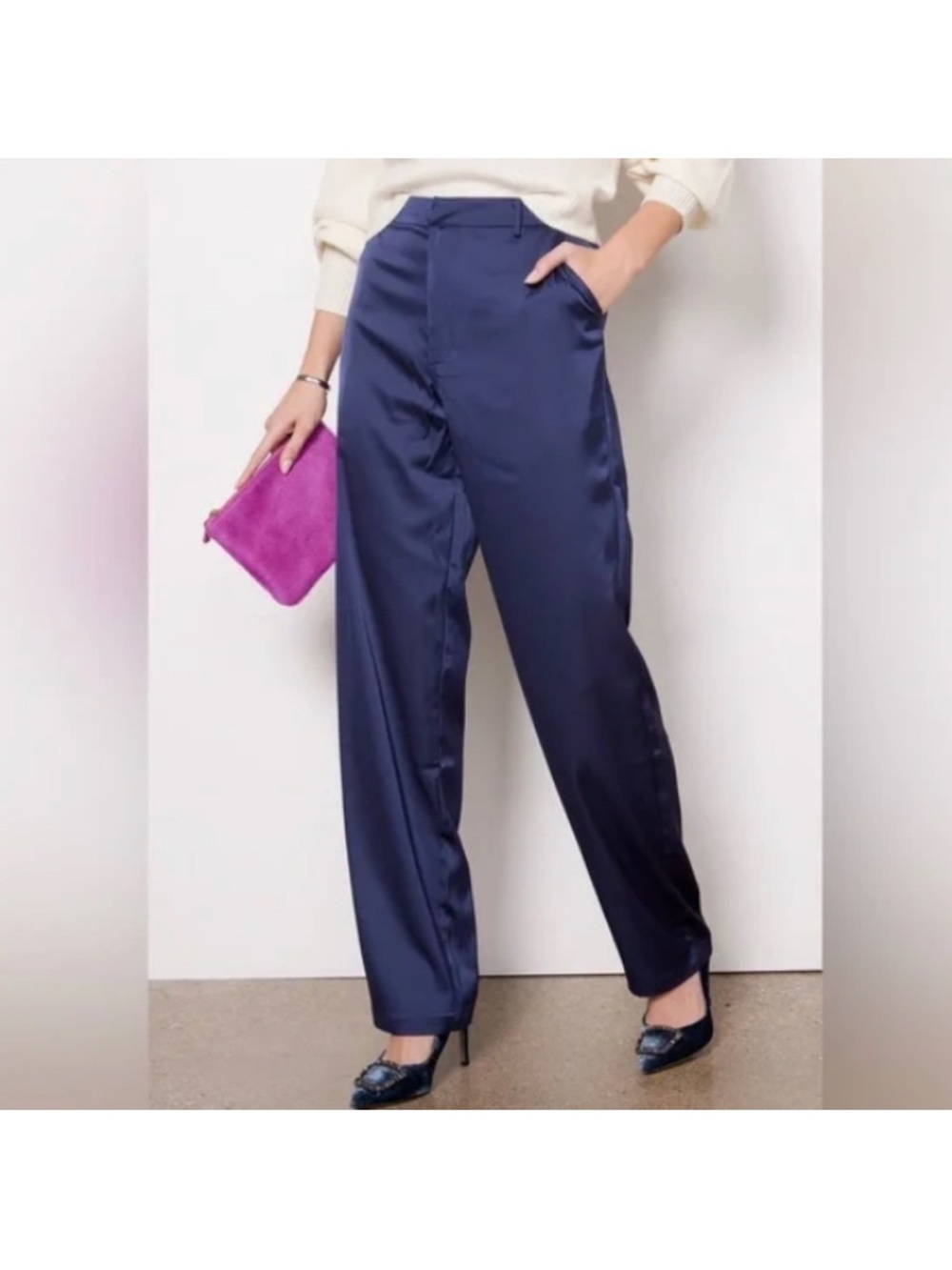 Good American Satin Pant Trouser Size 10 / 30 x 32 EUC